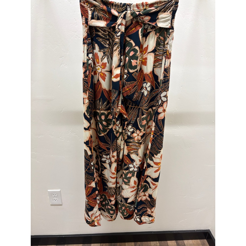 Patrons of Peace Anthropologie Tropical Floral Smocked Wide Leg Pants Small